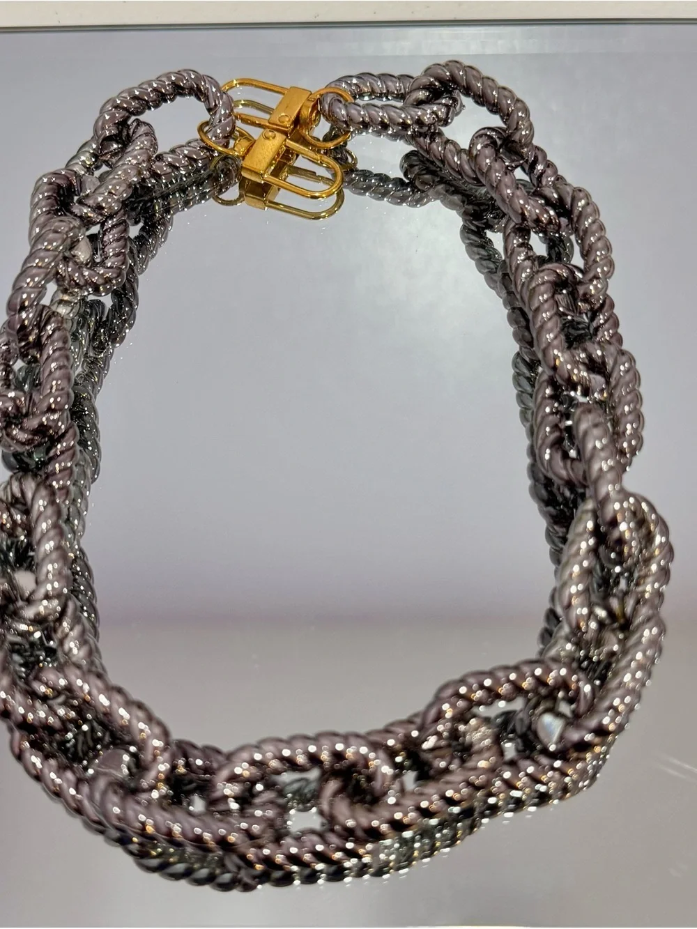 New Braided Gunmetal Bag Chain 18 inches with gold hardware (can be changed)